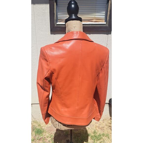 FABULOUS 100% Sheep Skin With Silk Lining Sunset Orange Sz XS - Picture 3 of 9